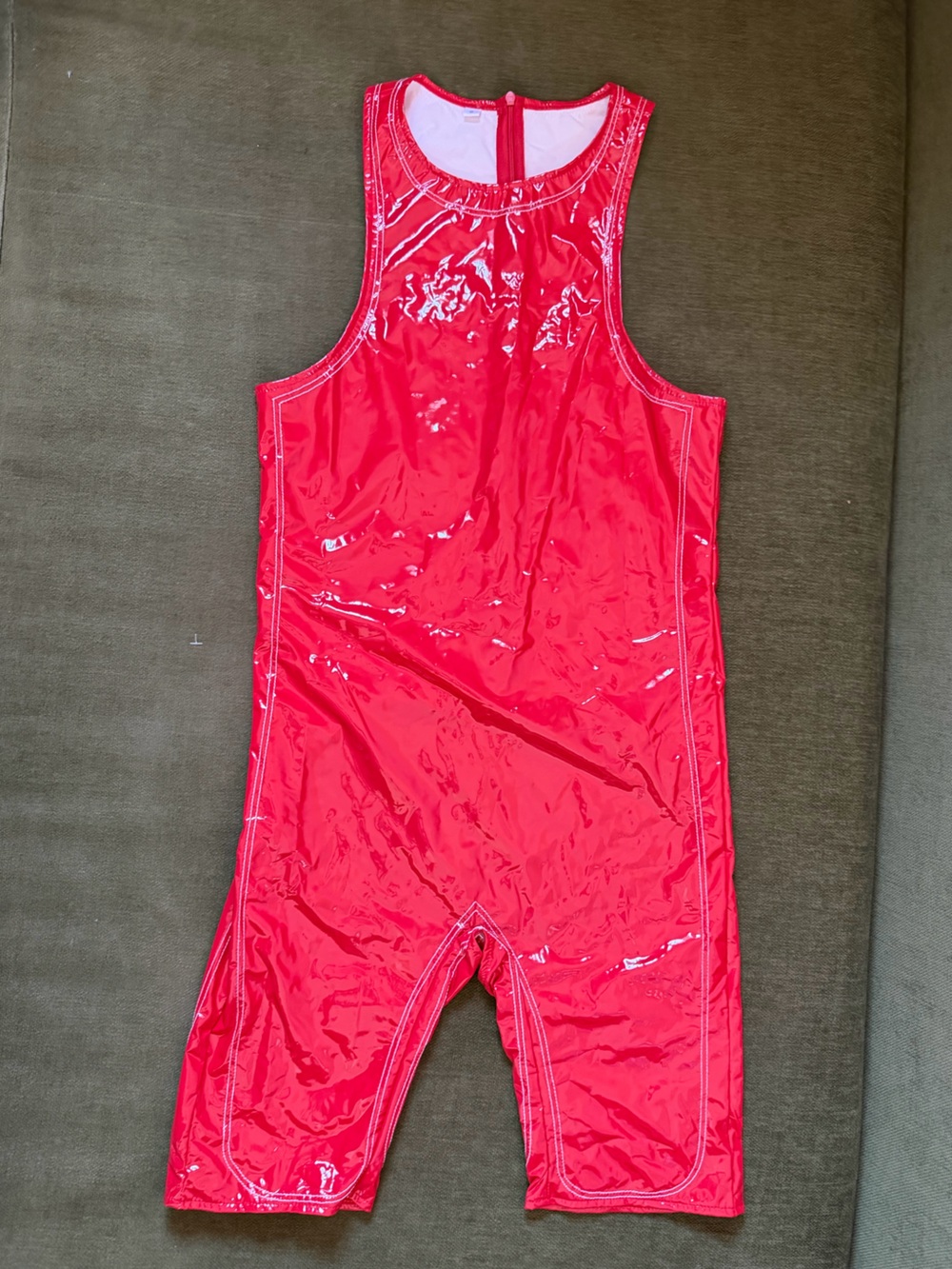 Men's Glossy Red Tank-Style Bodysuit